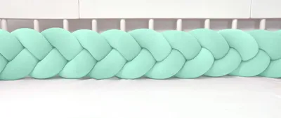 Produktbild von Bettschlange geflochten Velours 400 cm – Blaugrün | Bettumrandung Babybett Nestchen | Letino