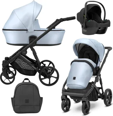 Immagine prodotto di Carrozzina Kunert ARIZO 3in1 in ecopelle blu con telaio nero