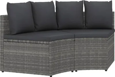 Zdjęcie produktu dla 2-częściowa sofa ogrodowa z poduszkami, polirattan, szara
