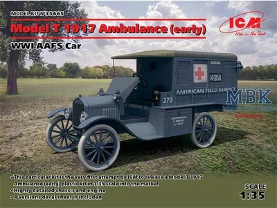 Obrázek produktu pro Model T 1917 Ambulance (early) AAFS WWI Car - ICM 35665 1:35