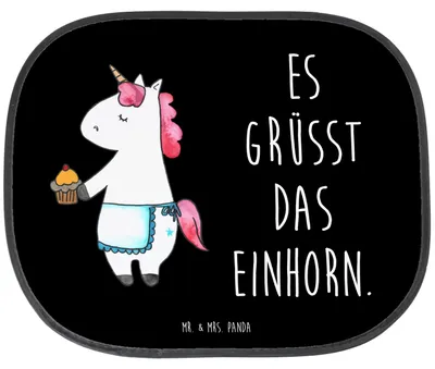 Produktbild von Mr. & Mrs. Panda Sonnenschutz Fürs Auto Einhorn Muffin - Schwarz - Geschenk, Unicorn, Kekse, Backen, Autosonnenschutz, Sonnenblende, Geburtstag, Glückwünsche
