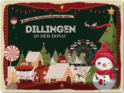 Produktbild von vianmo Blechschild 30x40 cm Weihnachtsgrüße aus Dillingen an der Donau Weihnachten