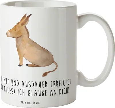 Produktbild von Mr. & Mrs. Panda Becher Sportliche Wettkämpfe Mut und Ausdauer - Weiß - Geschenk, Leidenschaft, Zuversicht, Fans, Motivation, Träume, Keramiktasse, Kaffeepott, Teetasse