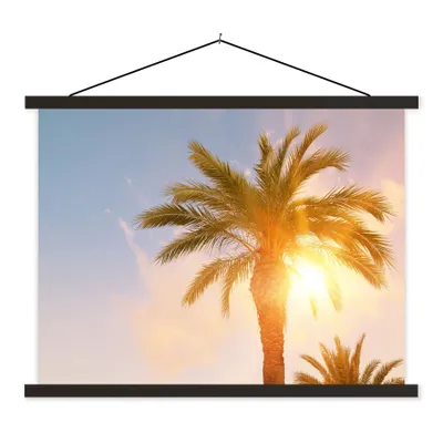 Produktbild von MuchoWow® Textilposter Palme - Sommer - Sonne - Tropisch 150x113 cm mit holzfarbenen Rahmen - Poster
