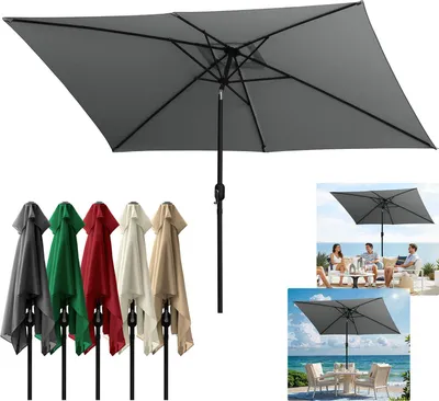 Image de Parasol Izrielar 2 × 3 m modulaire – Parasol de jardin modulable, résistant aux intempéries, gris