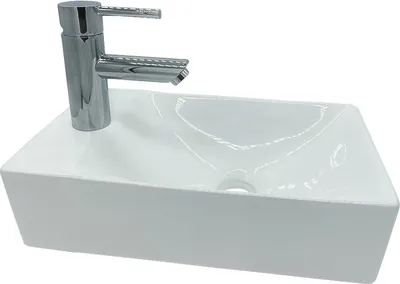 Produktbild von Design Waschtisch Gästebad Kleines Washbecken Handwaschbecken Hahnloch Links
