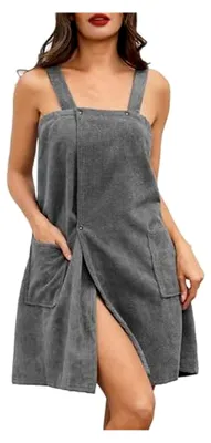 Produktbild von Damen Frottee Bademantel für die Sauna mit breiten Schultergurten und Taschen