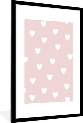 Produktbild von MuchoWow® MuchoWow® Gerahmtes Poster Herz - Muster - Kinder - Rosa - Mädchen - Baby - Mädchen 60x90 cm - Poster mit zchwarzem Bilderrahmen - Dekoration - Wandposter Wohnzimmer - Hochwertig