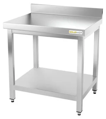 Image de Table de travail en inox 500 x 500 mm adossée PREMIUM - GOLDINOX