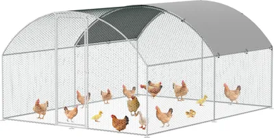 Immagine prodotto di Jayseuw 3x4x2m pollaio con tetto a cupola recinto per animali recinto per animali ruspanti con tetto ombreggiante in PE, struttura in acciaio zincato, recinzione esterna Utilizzato per polli, pollai, piccoli animali