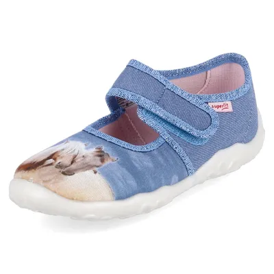 Produktbild von Superfit Bonny Mädchen Hausschuhe Pferde (Blau/Mehrfarbig), 1-000281-8400