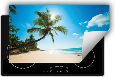 Produktbild von DarHaus Herdabdeckplatte 90x52 cm Anti Rutsch Matte Aufrollbar, Strand - Meer