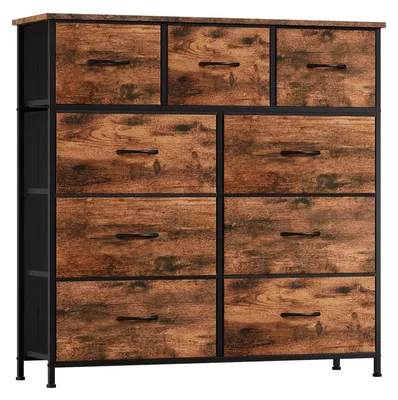 Productafbeelding van Kledingkast met 9 lades, 100x99x30 cm, met houtnerfmotief