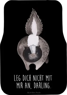 Produktbild von Mr. & Mrs. Panda Automatte Stinktier Angriff - Schwarz - Geschenk, Auto-Fußmatte, Fußmatte Fürs Auto, Drohung, Autoteppich, Raubtier, Skunk, wütend, Wildtier