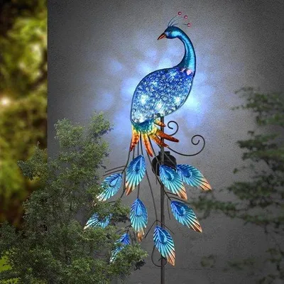 Immagine prodotto di Lampada da giardino a energia solare a forma di pavone per illuminazione esterna - 40 pollici