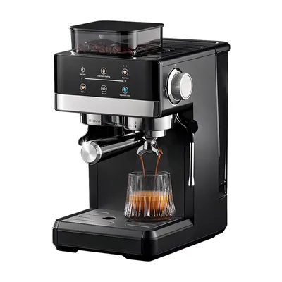 Image de Machine à café Zimilo avec broyeur, 20 bars, écran tactile, broyeur conique, mousseur à lait, NTC, réservoir 1,5 l, noir