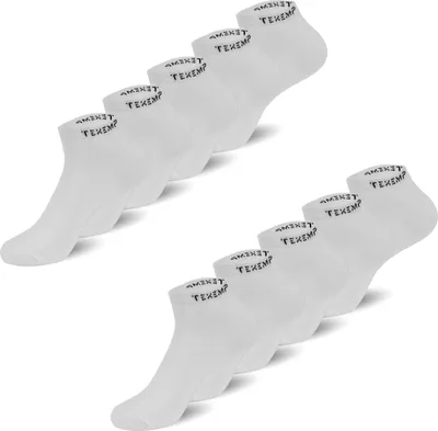 Produktbild von TEXEMP Sneaker Socken Damen & Herren 10 Paar Baumwolle Freizeit Sport Kurz | B215 - 43-46 - Weiß - 10er Pack
