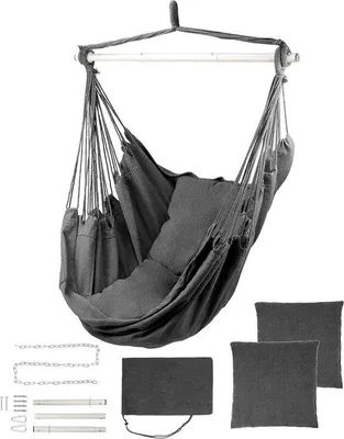 Produktbild von Famanu Hängesessel mit 2 Kissen und Schwinghaken-Set - für Innen und Außen - bis 150 kg