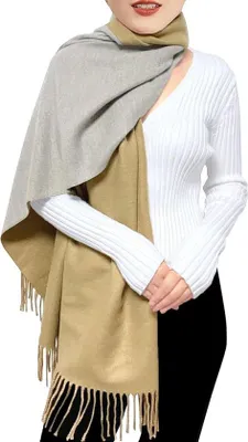 Produktbild von Famanu Pashmina Schal Weich Wendbar - Winter Damen Schal mit Fransen