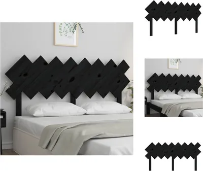 Produktbild von vidaXL Bett-Kopfteil Schwarz 159,5x3x80,5 cm Massivholz Kiefer -  Kopf- & Fußenden