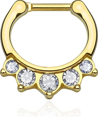 Produktbild von Nasenpiercing Septum Ring Nasenring Piercing Nase Zirkonia Chirurgenstahl Autiga gold-klar