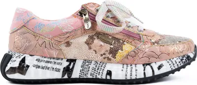 Obrázek produktu pro Laura Vita dámské kožené tenisky s květinovým vzorem na zip Burton 1123, velikost:39 EU, barva:Pink