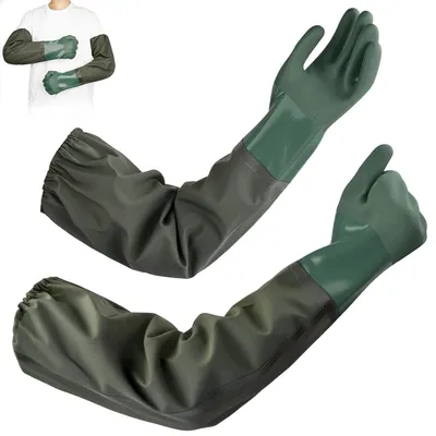 Produktbild von Gartenhandschuh 1 Paar Teichhandschuhe 70 cm, lange wasserdichte Gummihandschuhe, PVC-Arbeitshandschuhe, Gartenhandschuhe zum Reinigen von Abflüssen f