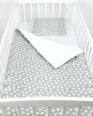 Produktbild von BABYLUX Babydecke Krabbeldecke MINKY Decke 75x100 cm mit Kissen 14K. Weiß + Herz