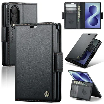 Obrázek produktu pro Pouzdro pro Samsung Galaxy Z Fold 8, RFID Blokování Karet, Pokročilé Flip Kožené Pouzdro s Funkcí Stojánku černé