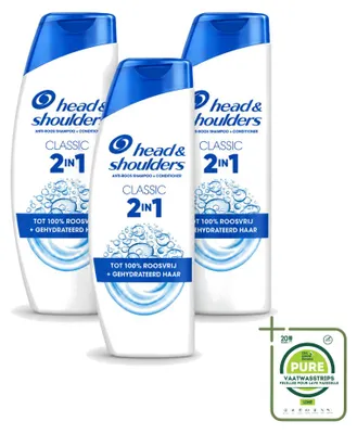 Productafbeelding van 3 x Head & Shoulders 2-in-1 Classic anti-roos shampoo, 300 ml - grootverpakking - 3 stuks
