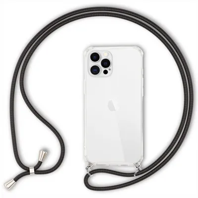Obrázok produktu pre NALIA Puzdro na mobilný telefón s retiazkou pre iPhone 12 Pro Max, tvrdé puzdro s krytom na kábel, čierne