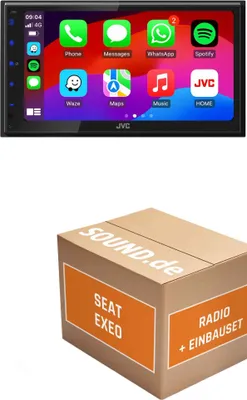 Produktbild von Autoradio Einbaupaket JVC KW-M695DBW passend für Seat Exeo 3R + Multifunktionslenkrad Anthrazit | CarPlay Wireless Android Auto Wireless