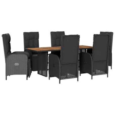 Produktbild von vidaXL 7-tlg. Garten-Essgruppe mit Kissen Schwarz Poly Rattan