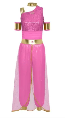 Produktbild von Damen Bauchtänzerin Kostüm Gr. S Arabische Prinzessin – Orient Dance Jumpsuit mit Hose, Tanzbekleidung für Karneval & Party, Fasching, Halloween