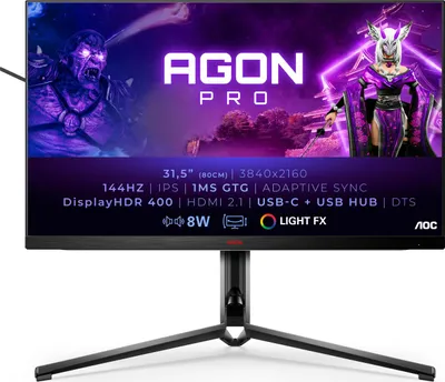 Produktbild von AOC AG324UX/69, 80 cm (31.5"), 3840 x 2160 Pixel, 1 ms, Schwarz, Rot