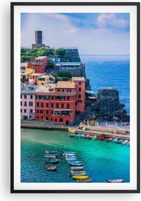 Produktbild von Gerahmtes Poster - Schwarzer Rahmen - Farben Gebäude Italien - 61x91,5 cm - Wand Bild - Wanddeko - Wandbilder - Kunstposter - Wandposter - Bilderrahmen - Bilder - Kunstdruck - P2BPA61x91-5015