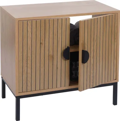 Zdjęcie produktu dla Szafka podumywalkowa HWC-O42, szafka łazienkowa z 2 drzwiami, MDF melamina 62x63x35cm ~ naturalny wygląd drewna
