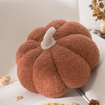 Image de Coussin en forme de citrouille, couleur marron, 20 cm, décoratif pour l'automne et Halloween
