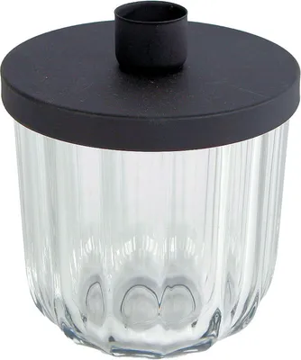 Immagine prodotto di Portacandele a bastoncino in metallo con vetro - 9 cm - Portacandele decorativo da tavolo nero