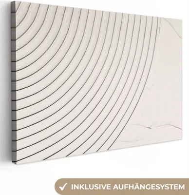 Produktbild von MuchoWow® - Leinwandbilder - Kunst - Weiß - Linien - Abstrakt, Wandbild, Wanddeko Bilder Wohnzimmer, 120x80cm