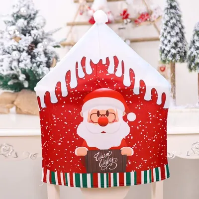 Produktbild von 4-teilig, Weihnachts-Esszimmerstuhl-Schonbezüge, Weihnachtsmann, Schneemann, Stuhlhussen, Esszimmerstuhl-Schutz, Weihnachtsdekoration(A)