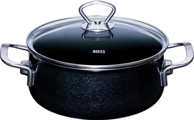 Produktbild von Riess Kasserolle mit Glasdeckel Ø20cm 2 Liter Nouvelle Black Magic glänzend schwarz