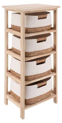 Produktbild von TENDANCE | Badezimmerregal - Badregal - 37 x 27 x 86 cm - Braun-Weiß - Aufbewahrungsregal - mit 4 Ebenen
