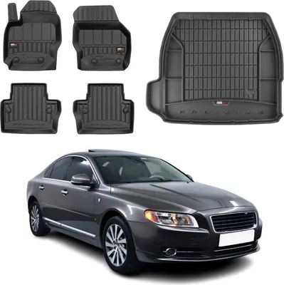 Zdjęcie produktu dla Zestaw dywaników podłogowych i wykładziny bagażnika OMAC do Volvo S80 2006-2016 gumowy czarny 5x
