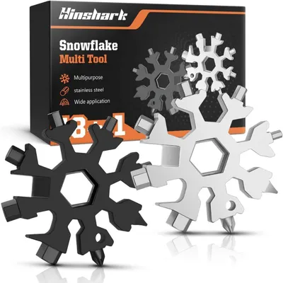 Produktbild von 18-in-1 Schneeflocken MultiTool Edelstahl Schwarz&Silber
