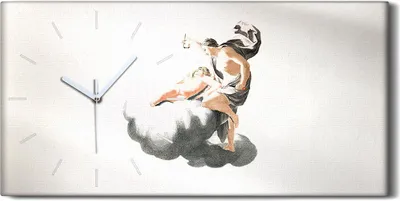 Produktbild von Leinwand Uhr Küche Wohnzimmer Bild 60x30 Zeichnung Antike Wolken Engel Kunst - weiße Hände