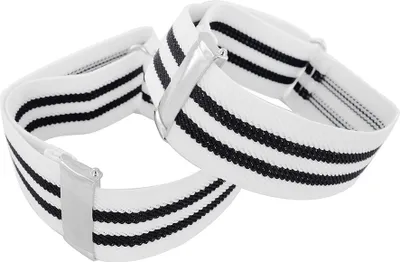 Produktbild von axy® 1 Paar Herren Hemd Ärmelhalter - Hülsenhalter - Ärmelband -elastisch und größenverstellbar (Weiß mit 2 Schwarz Streifen)