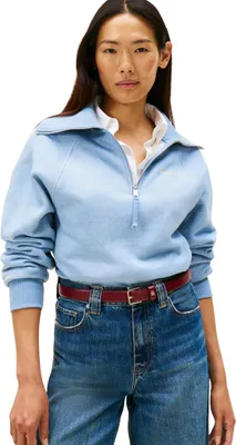Immagine prodotto di Felpa con zip Tommy Hilfiger da donna, modello Classic Script, in pile, con zip a metà