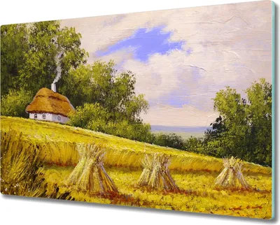 Produktbild von Coloray Küchenbrett Kochplattenabdeckung Hackbrett Schneidebrett Herdabdeckplatte 80x52 cm - Malerei Hüttendorf
