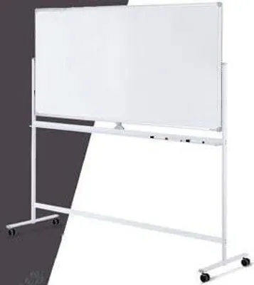 Zdjęcie produktu dla Tablica mobilna, dwustronna, 48 x 32 cale z czarnymi markerami, gumką, magnesami, 4 kółka z blokadą, tablica dwustronna z regulacją wysokości (biała)